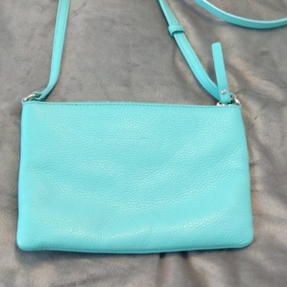 Kate Spade handbag - leather purse - teal with bow - crossbody handbag - Picture 3 of 6